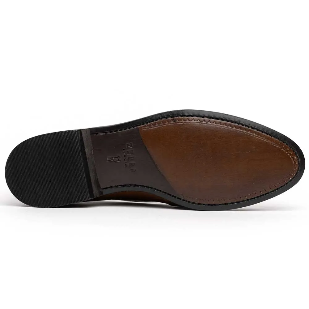 15-300-CRM ALBA Calfskin Penny Loafer, Camel/Cream