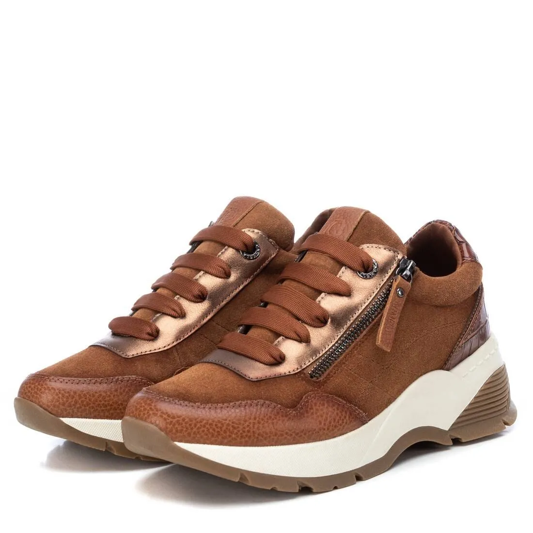 160195 Spanish Collection Leather sneakers with cushion sole in Tan