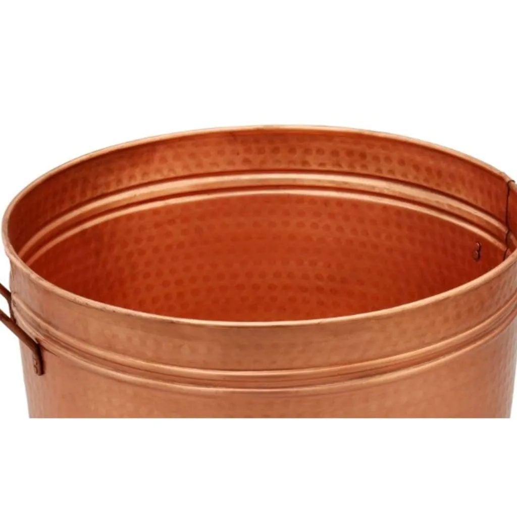 16.5 Inch Round Multipurpose Tub, Hammered, Side Handles, Copper