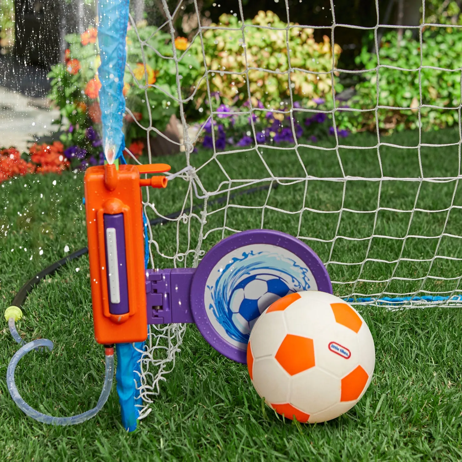 2-in-1 Water Soccer Net with Water Sprayer and Built-In Target