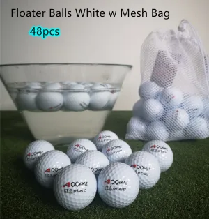 48pcs A99 Golf Floater Balls Floating Float Water Range Pool Pond Balls Water Fun White w Mesh Carry Bag