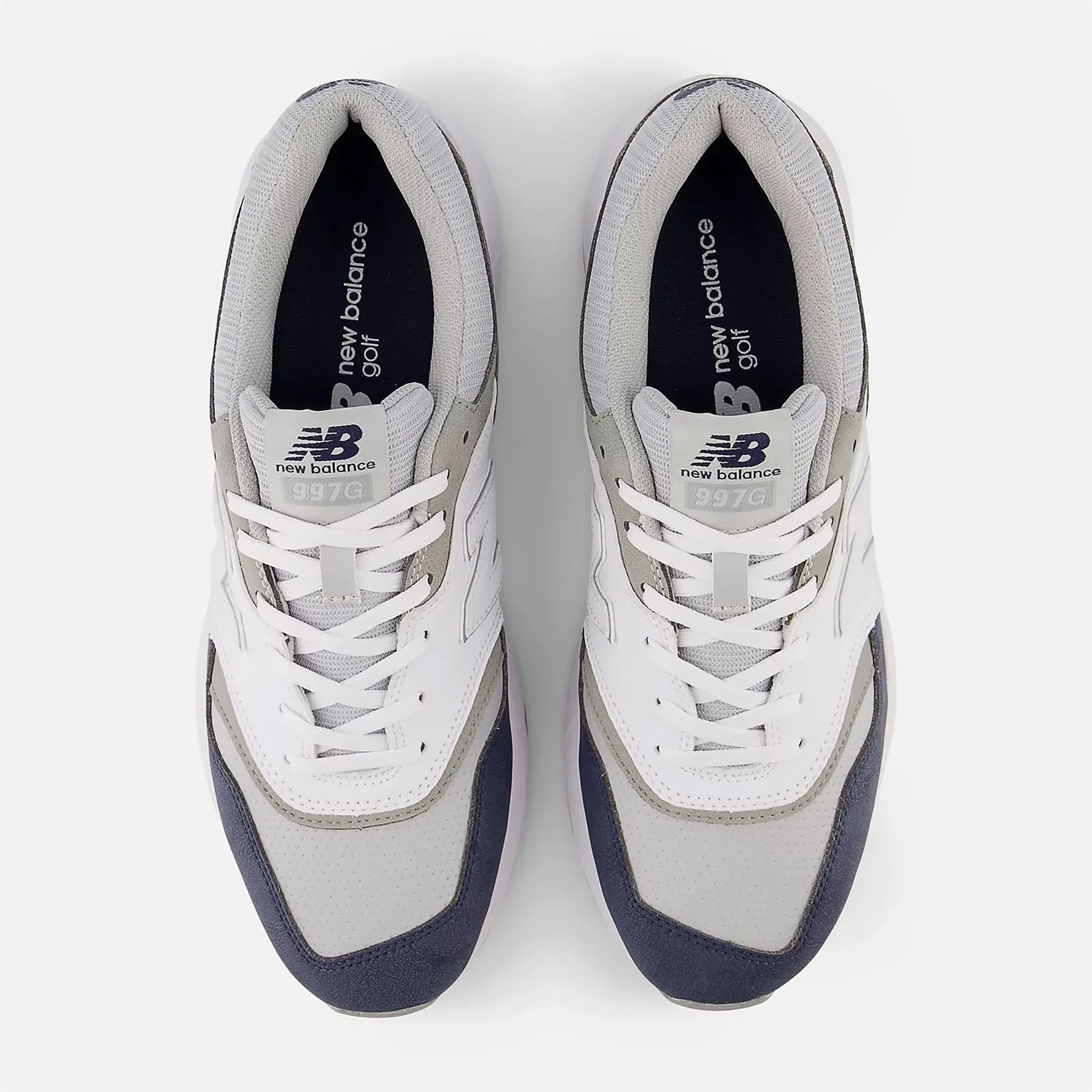 997 Waterproof Spiked Golf Shoes White/Navy - AW24