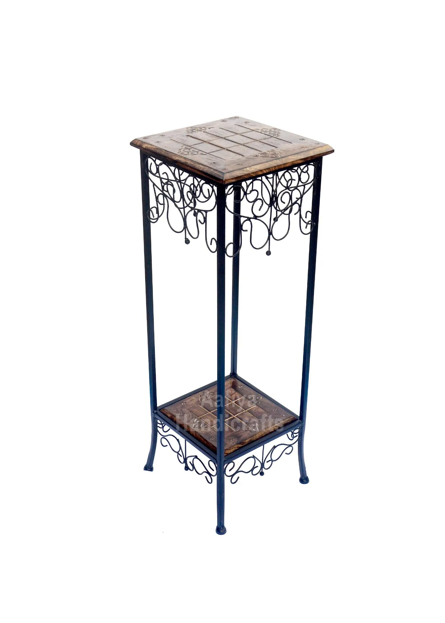 AAFIYA HANDICRAFTS Side End Table for Bedroom|Living Room Home Decor Furniture (Metal- Wood)