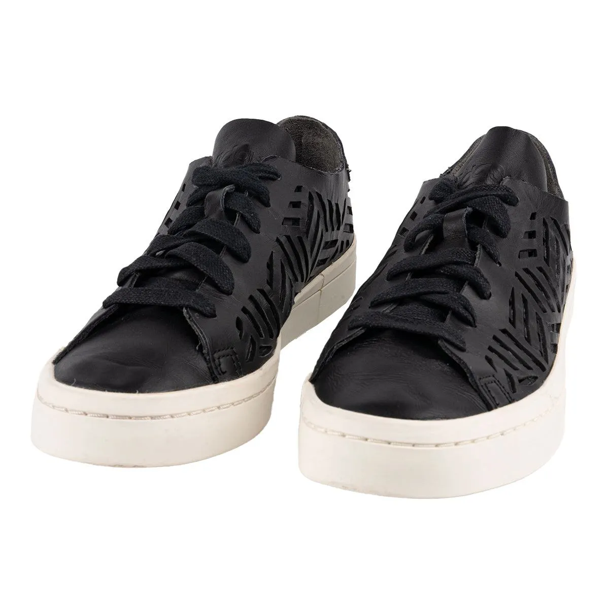 Adidas Courtvantage Cutout Low-Top Sneakers Leather Black Colour For Women