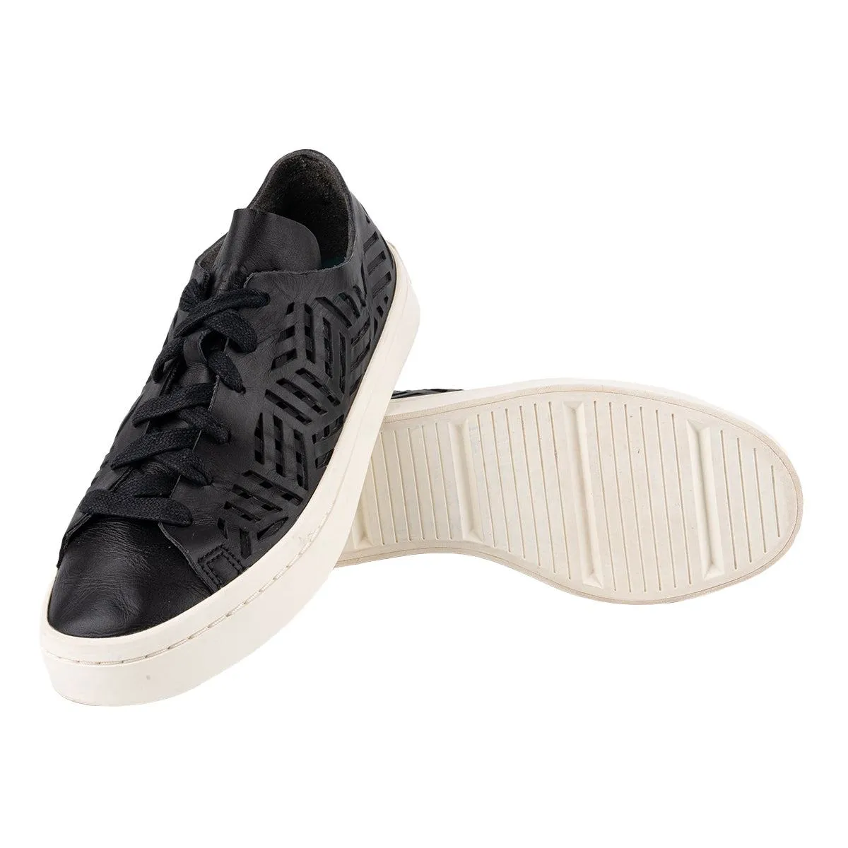 Adidas Courtvantage Cutout Low-Top Sneakers Leather Black Colour For Women