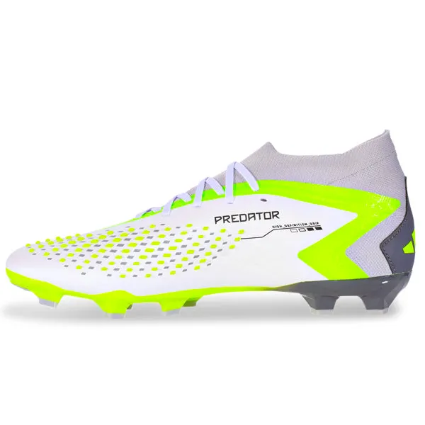 adidas Predator Accuracy.2 Firm Ground Soccer Cleats (White/Core Black/Lucid Lemon)