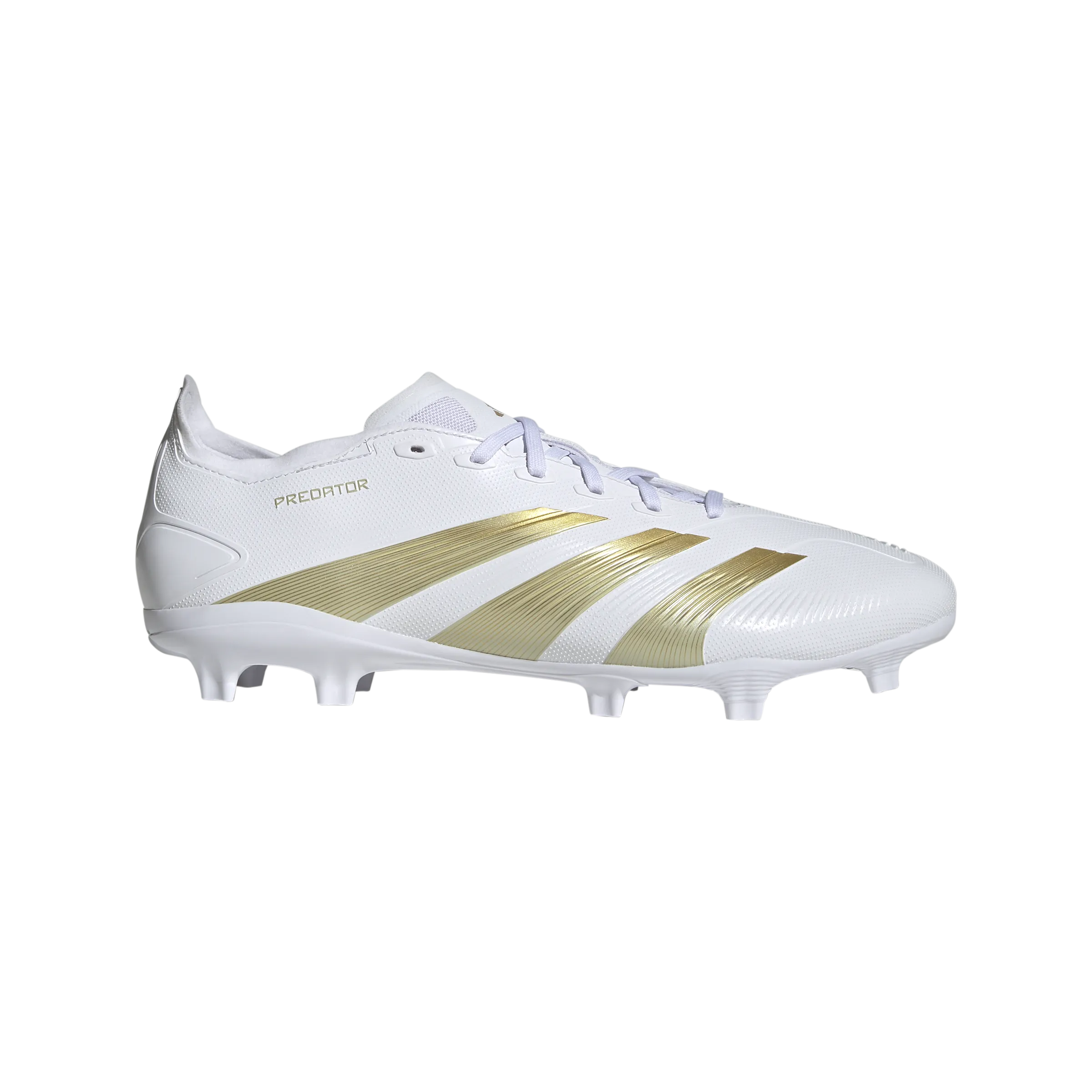 adidas Predator League Firm Ground Soccer Cleats | Cloud White-Gold Metallic-Sandy Beige Met | Men's