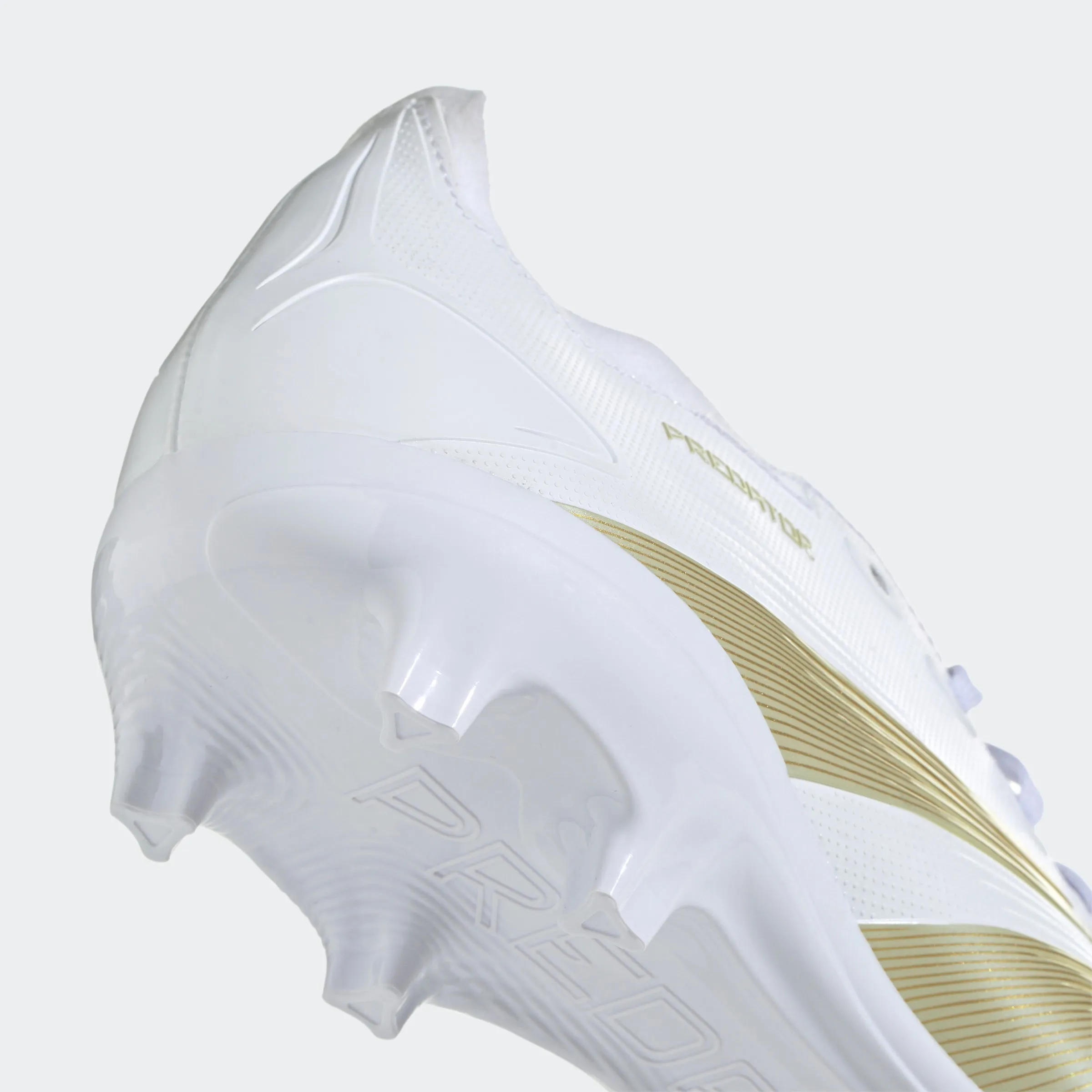 adidas Predator League Firm Ground Soccer Cleats | Cloud White-Gold Metallic-Sandy Beige Met | Men's