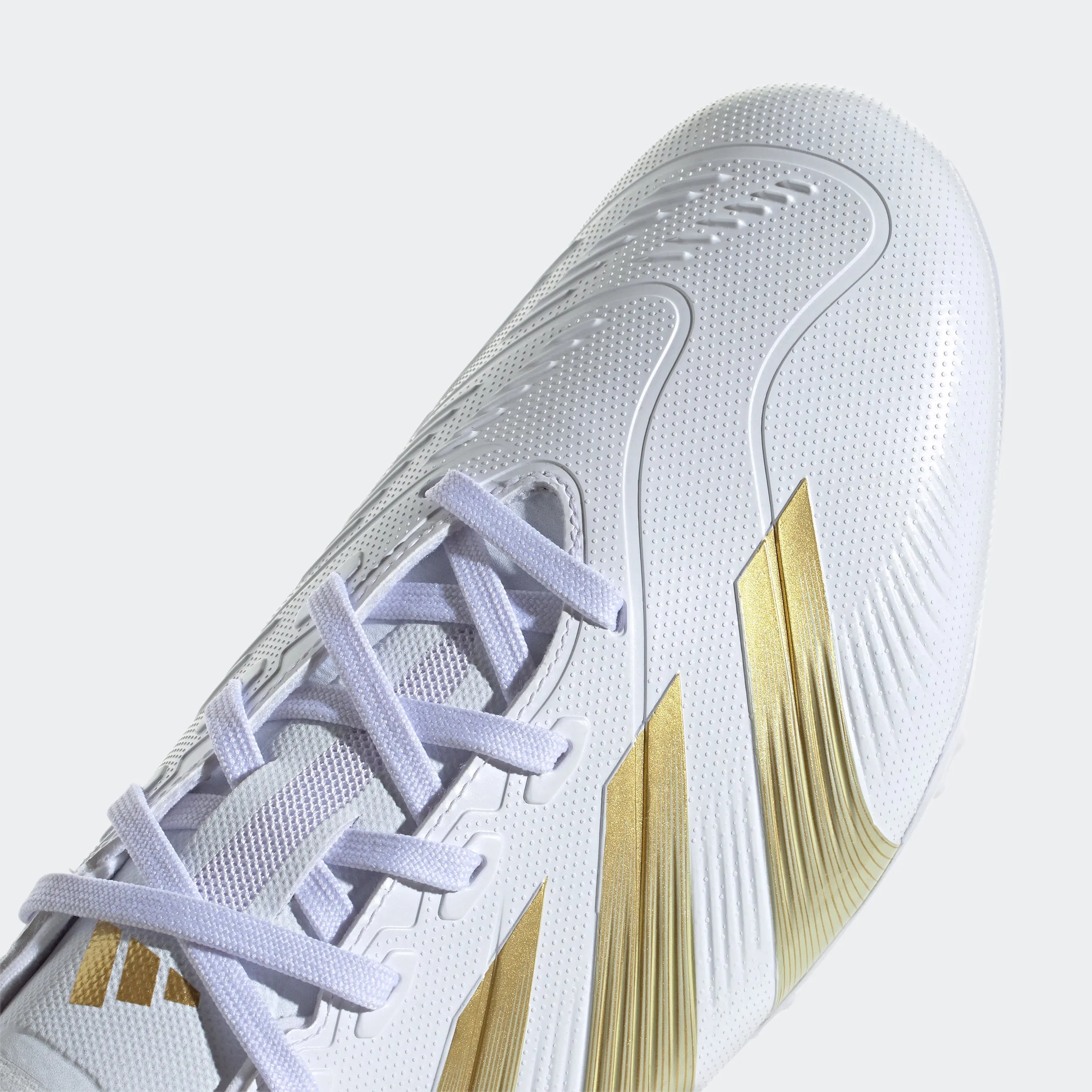 adidas Predator League Firm Ground Soccer Cleats | Cloud White-Gold Metallic-Sandy Beige Met | Men's