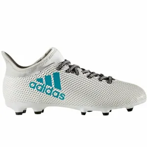 Adidas Youth X 17.3 FG Soccer Cleat - White/EnergyBlue/Black