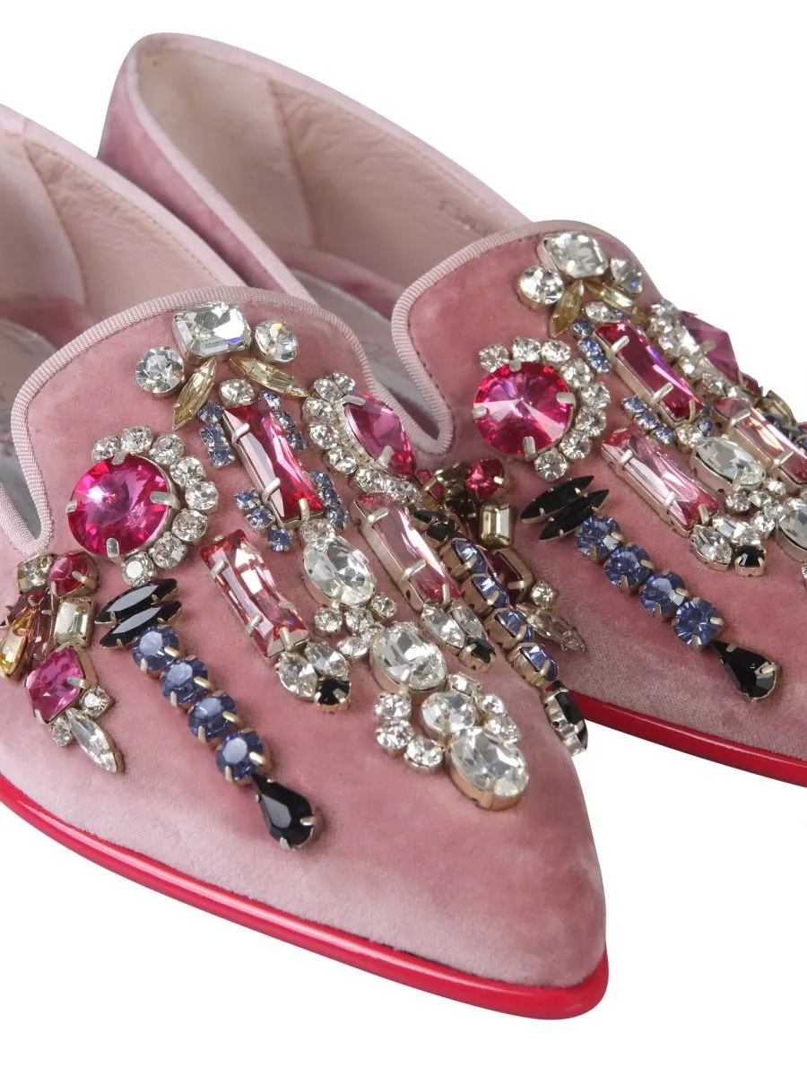 Alexander McQueen Embellished Pointed Toe Moccasins