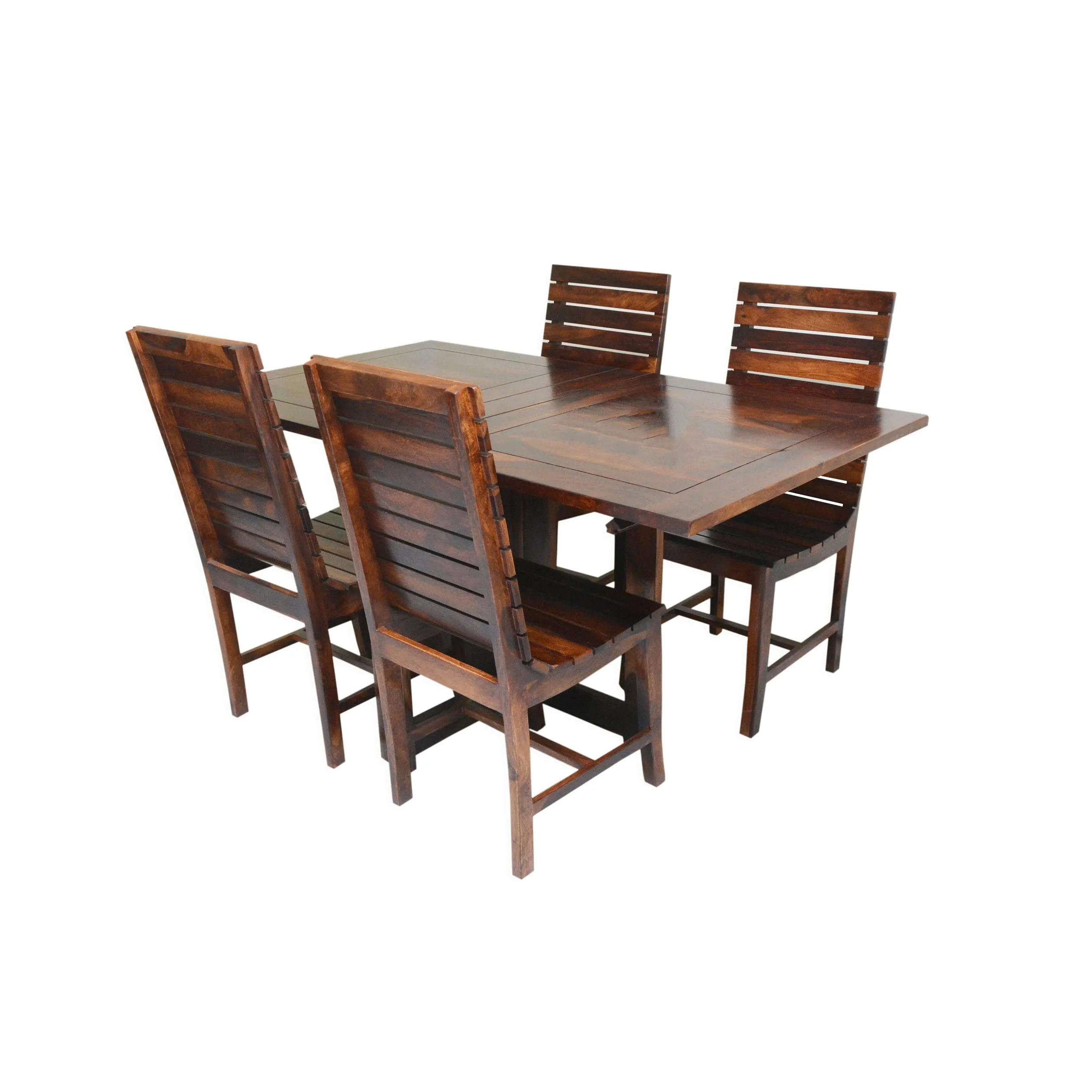 Angel Furniture Modish Solid Sheesham Wood Four Seater Dining Table Set (Teak Finish) Folding Dining Table