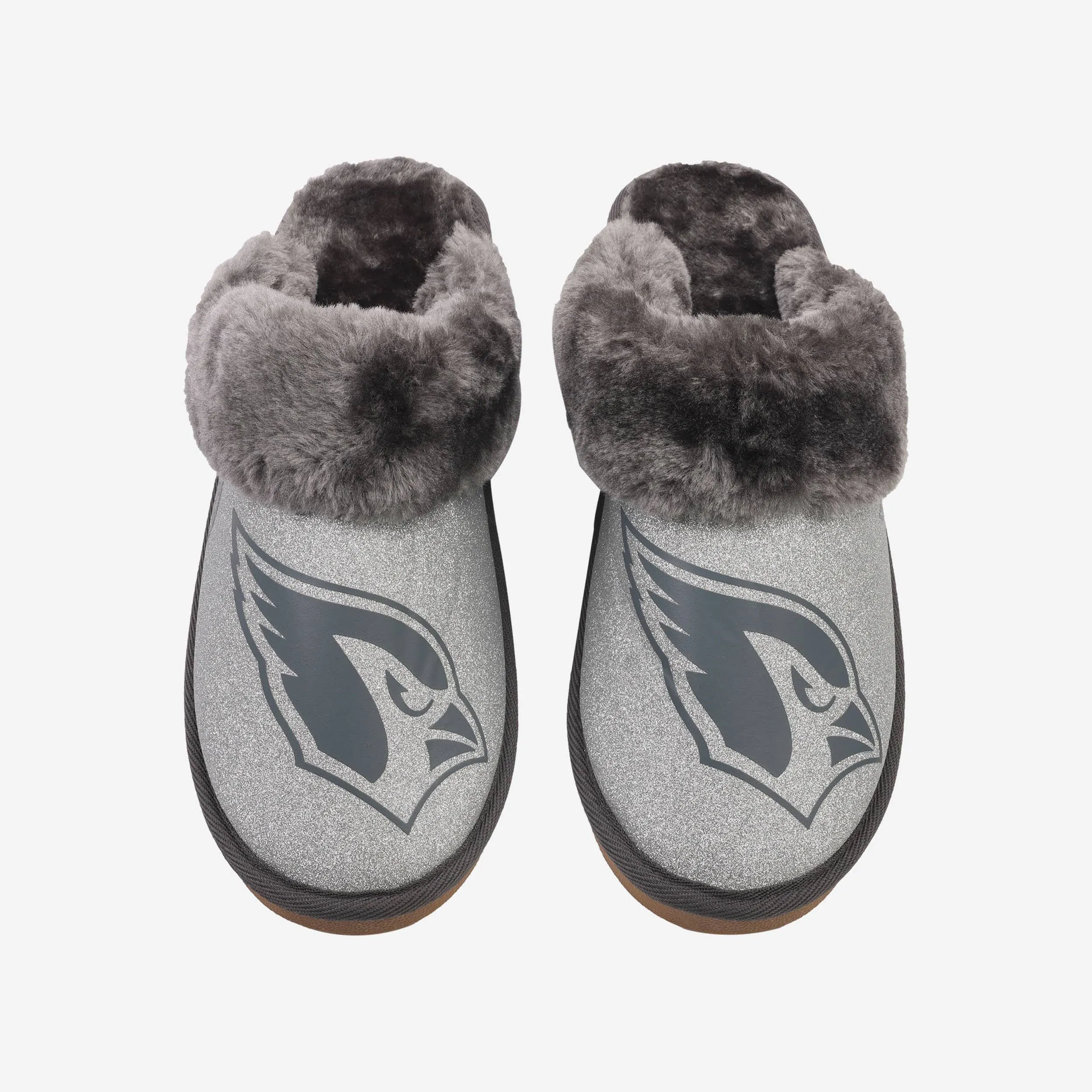 Arizona Cardinals Womens Glitter Open Back Fur Moccasin Slipper