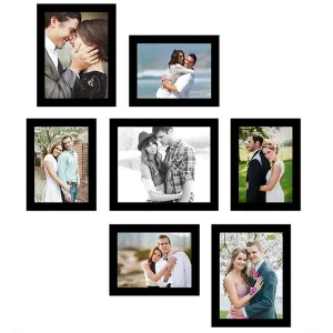 ARkick Big Designer Synthetic Polymer Wood Photo Frames for Wall Decor Family/friends/couples/bedroom/ Anniversary and Big Designer /living Room Black, White Color