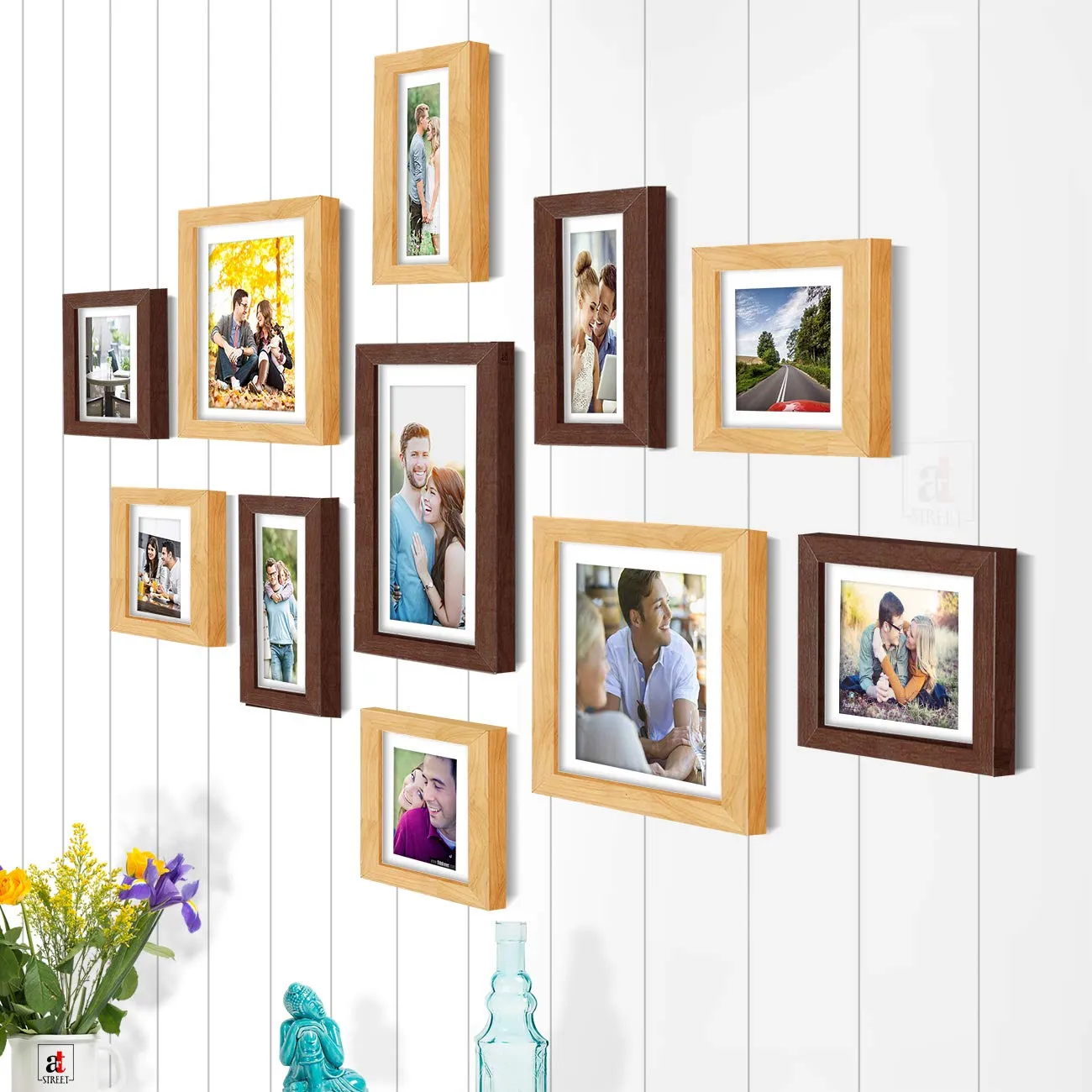 Art Street Boulevard Set of 11 Brown & Beige Individual Wall Photo Frames,Wall Picture Frame Mix Size -(8 Units of 6x8, 3 Units of 8x10 Inchs)