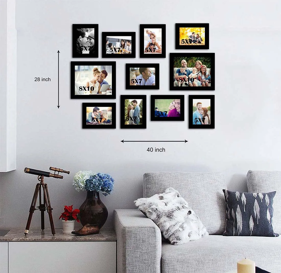 Art Street Decorative Premium Galaxy Set of 11 Individual Wall Photo Frame - Black