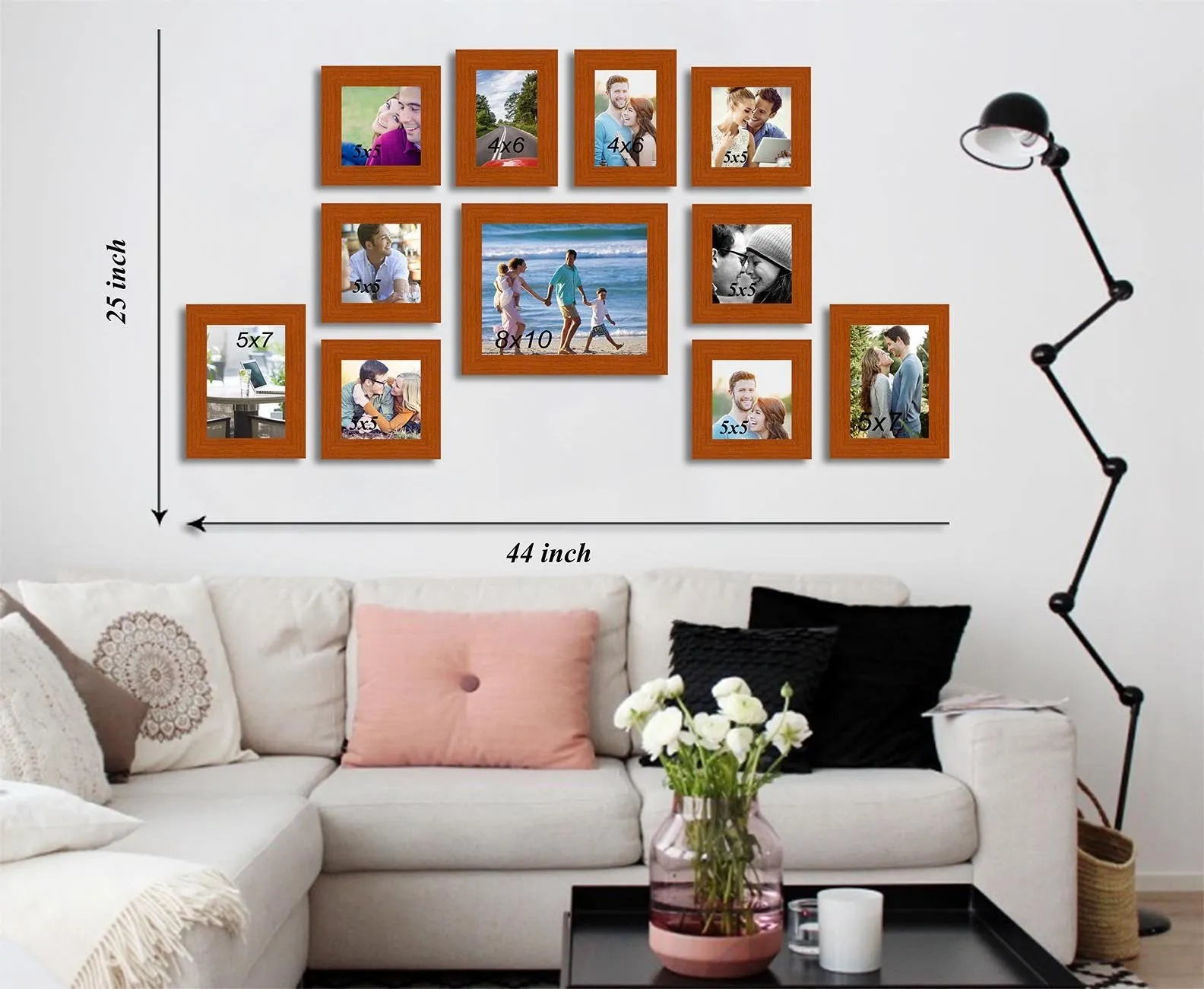 Art Street MDF Brown Wall Photo Frame Set (Brown, Set of 11)