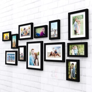 Art Street Nebula photo frame Set of 12 Individual Wall Photo Frames - Black(4X6-7 UNIT, 6X8-4 UNITS, 8X10- I UNIT)