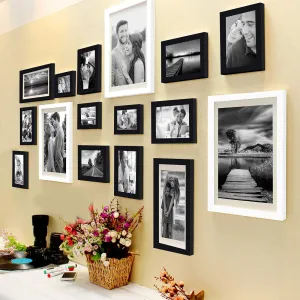 Art Street Set of 16 Individual Black and White Photo Frame (3 Units of 8X10, 4 Units of 6X8, 4 Units of 5X7, 3 Units of 4X6, 2 Units of 6X10)