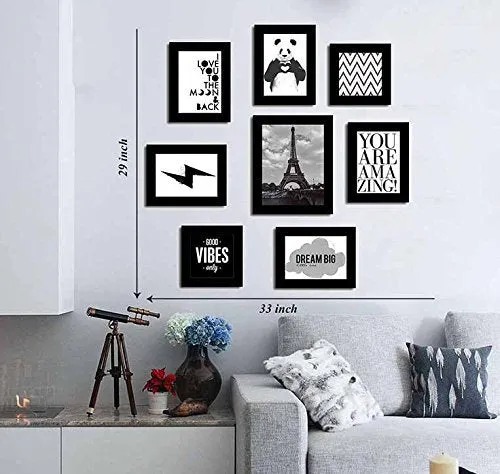 Art Street Set of 8 Theme Wall Quotes Photo Frames (Themes - You are Amazing :: Good Vibes Only :: Dream Big :: Love :: Panda, Color - Black)