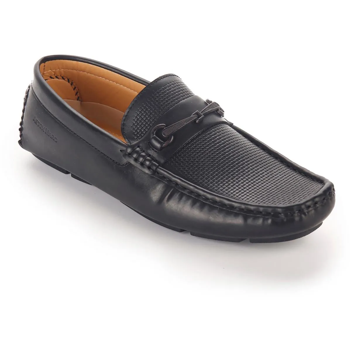 Aston Marc Mens Drive Faux Leather Square Toe Driving Moccasins