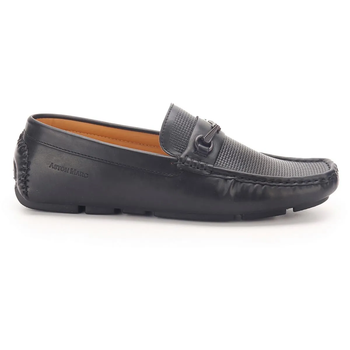 Aston Marc Mens Drive Faux Leather Square Toe Driving Moccasins