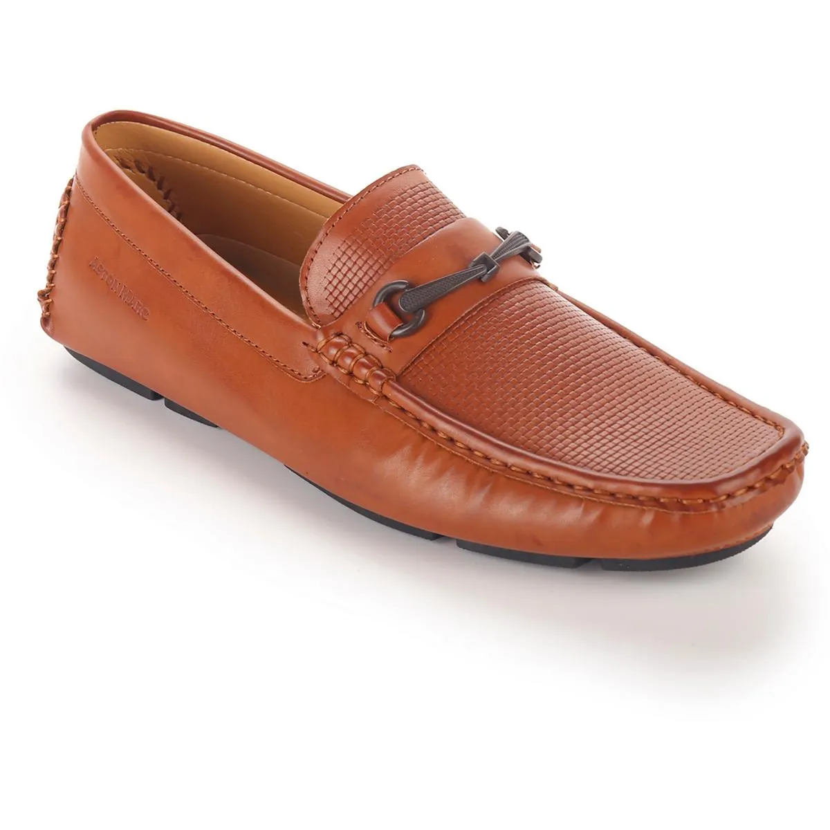 Aston Marc Mens Drive Faux Leather Square Toe Driving Moccasins