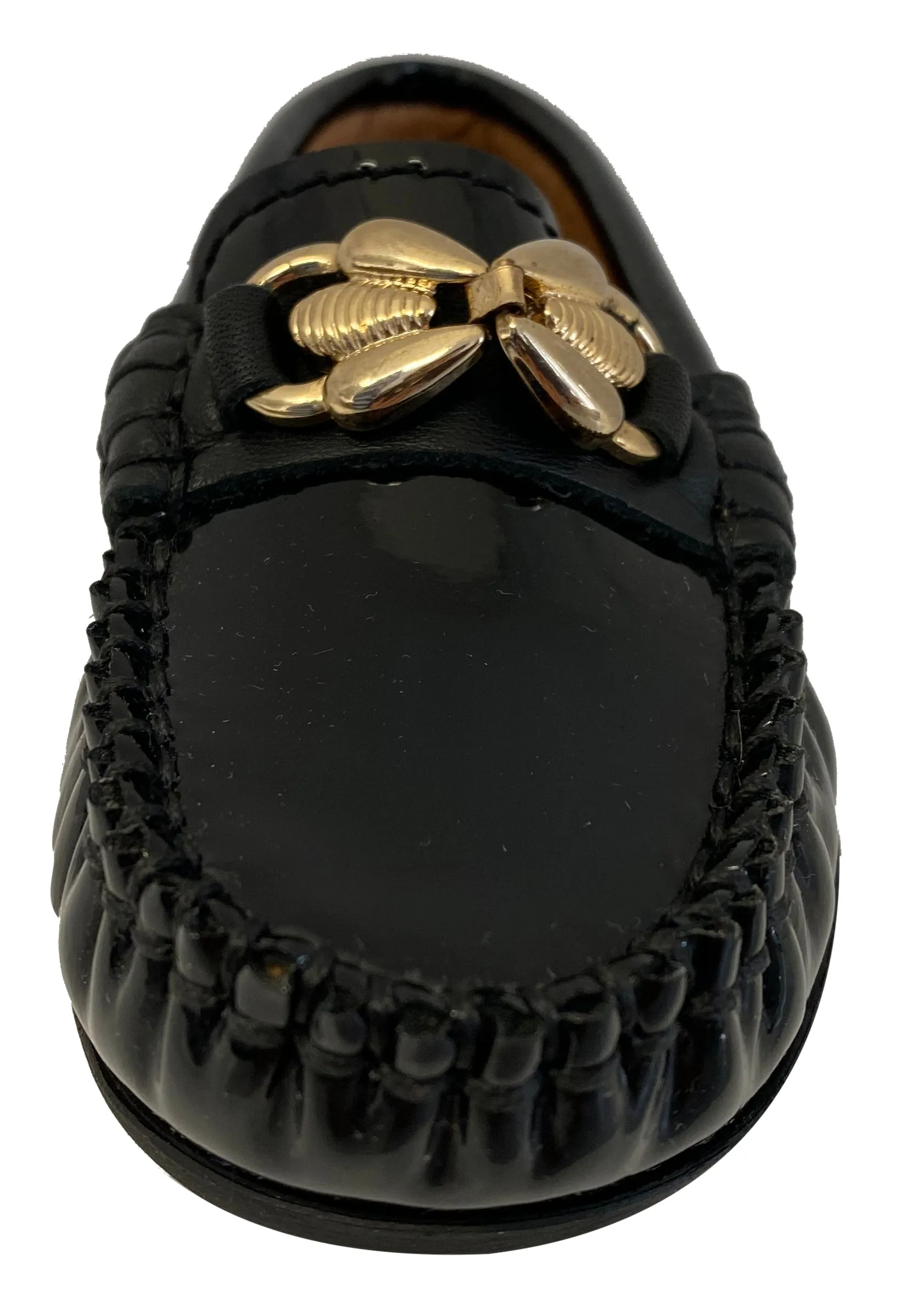 Atlanta Mocassin Boy's & Girl's Ornament Moccasin, Black Patent