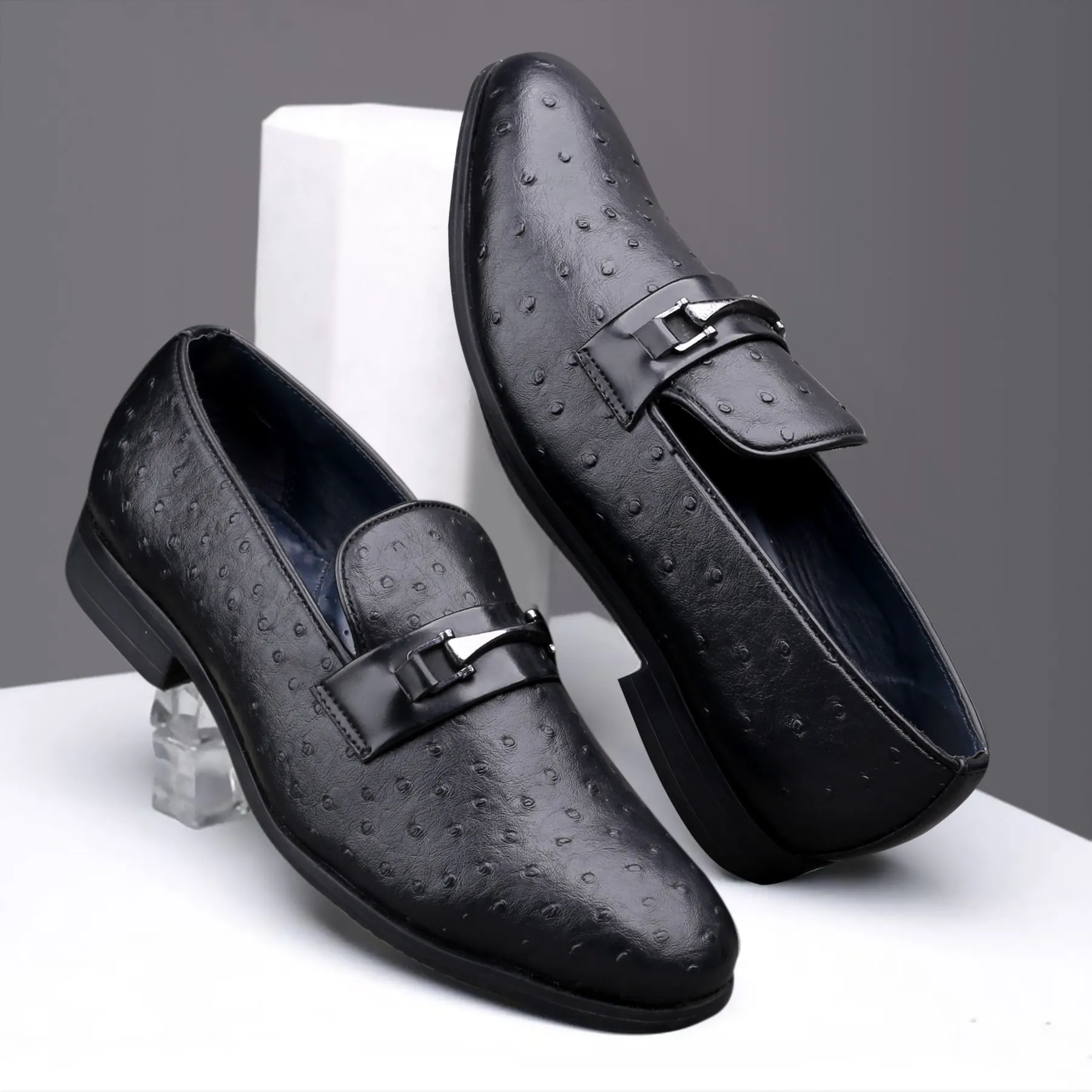 Bacca Bucci OSTRICH Party Textured Loafers | Wedding Dress Formal Slip-on Shoes