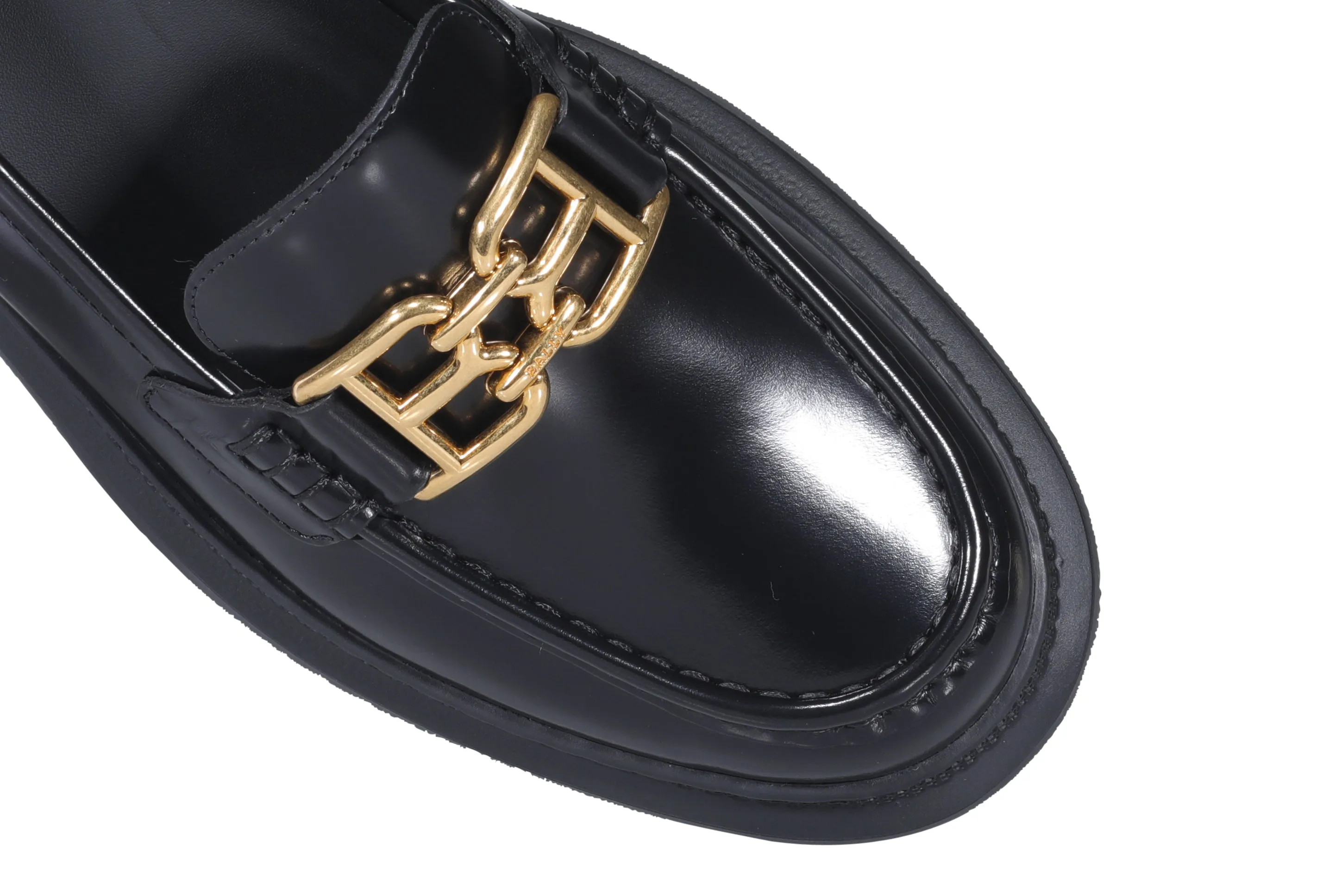 Bally Gioia B-Chain Logo Plaque Moccasins