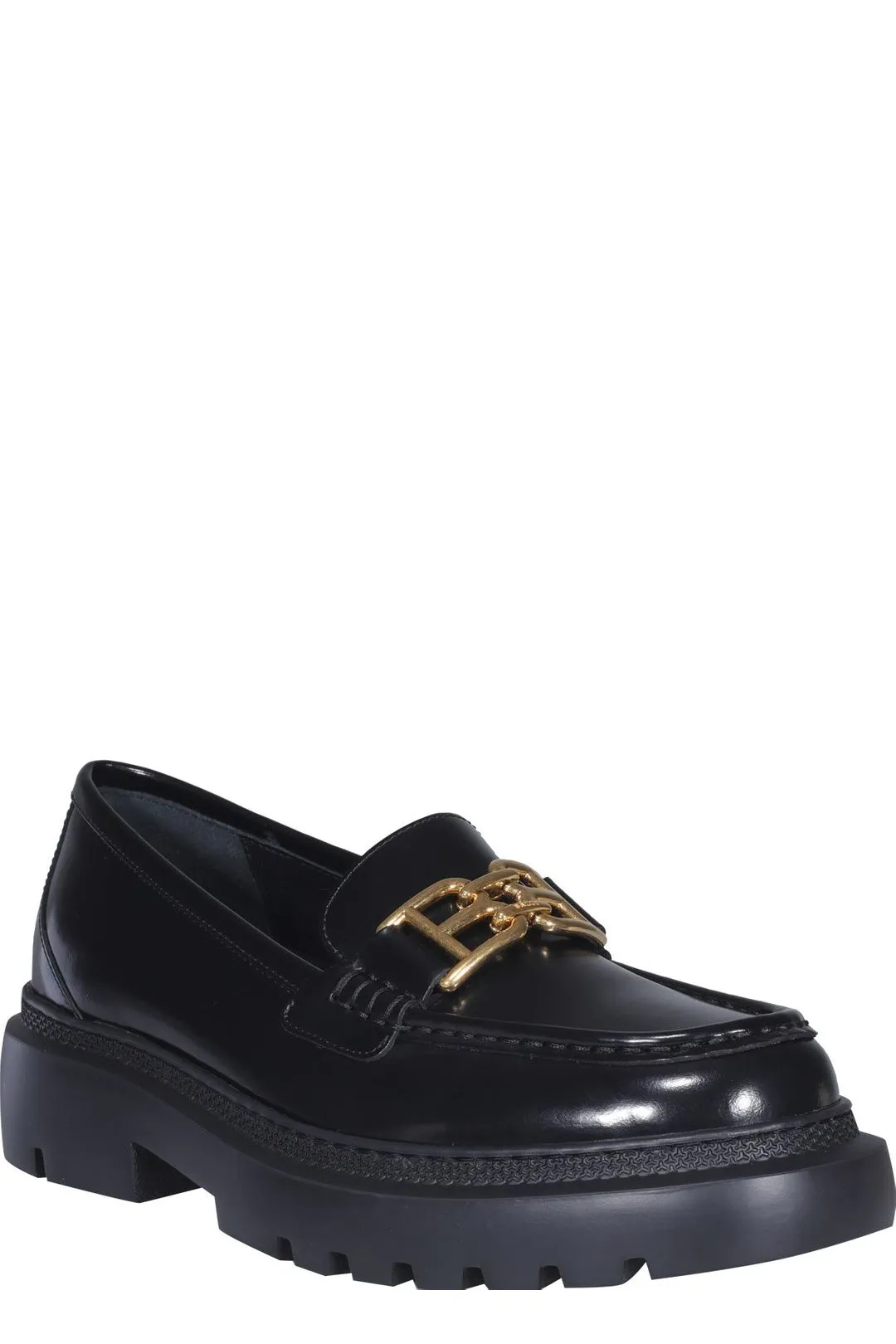 Bally Gioia B-Chain Logo Plaque Moccasins