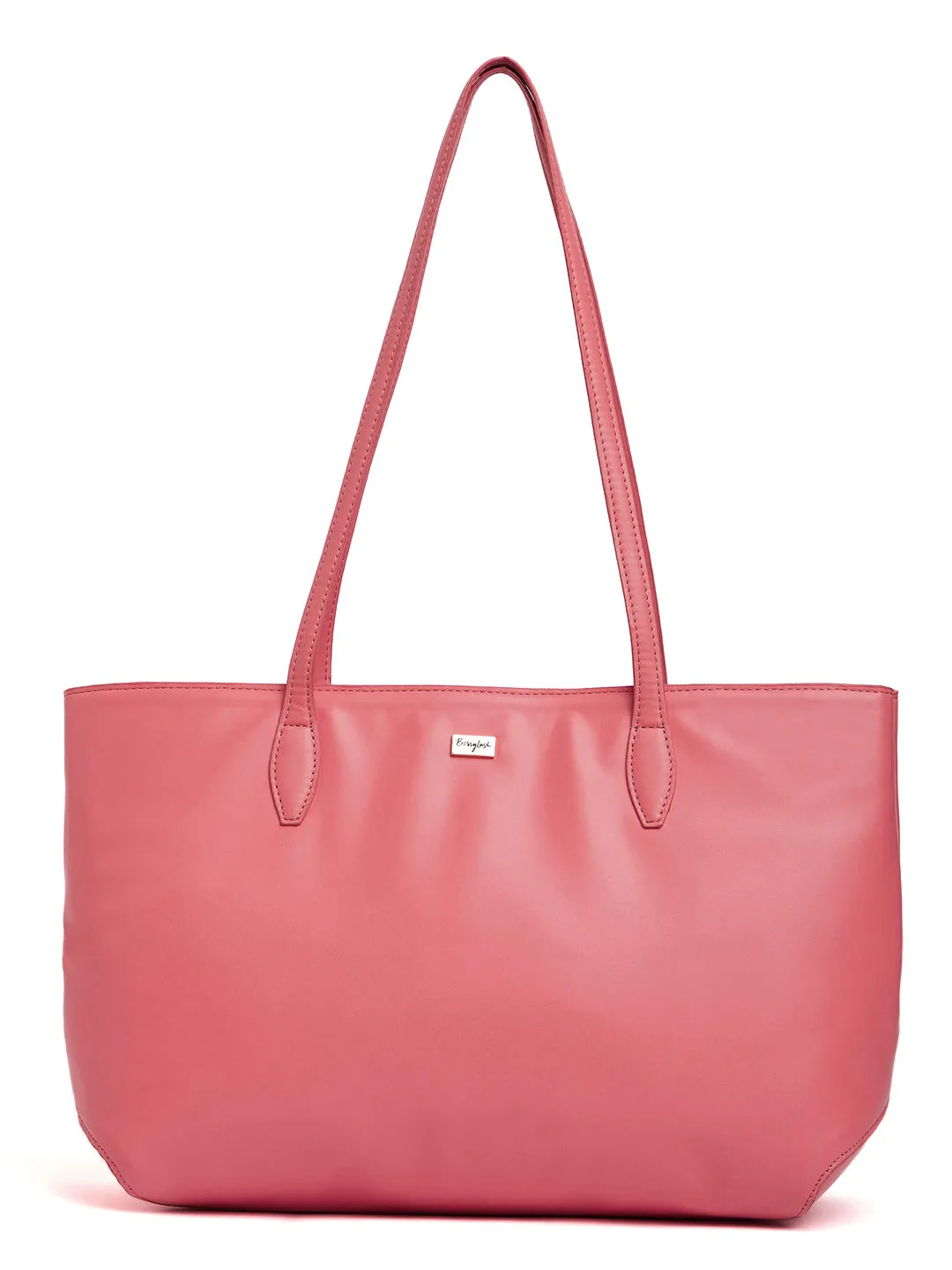 Berrylush Women Solid Peach PU Two-Handle Regular Tote Shoulder Bag