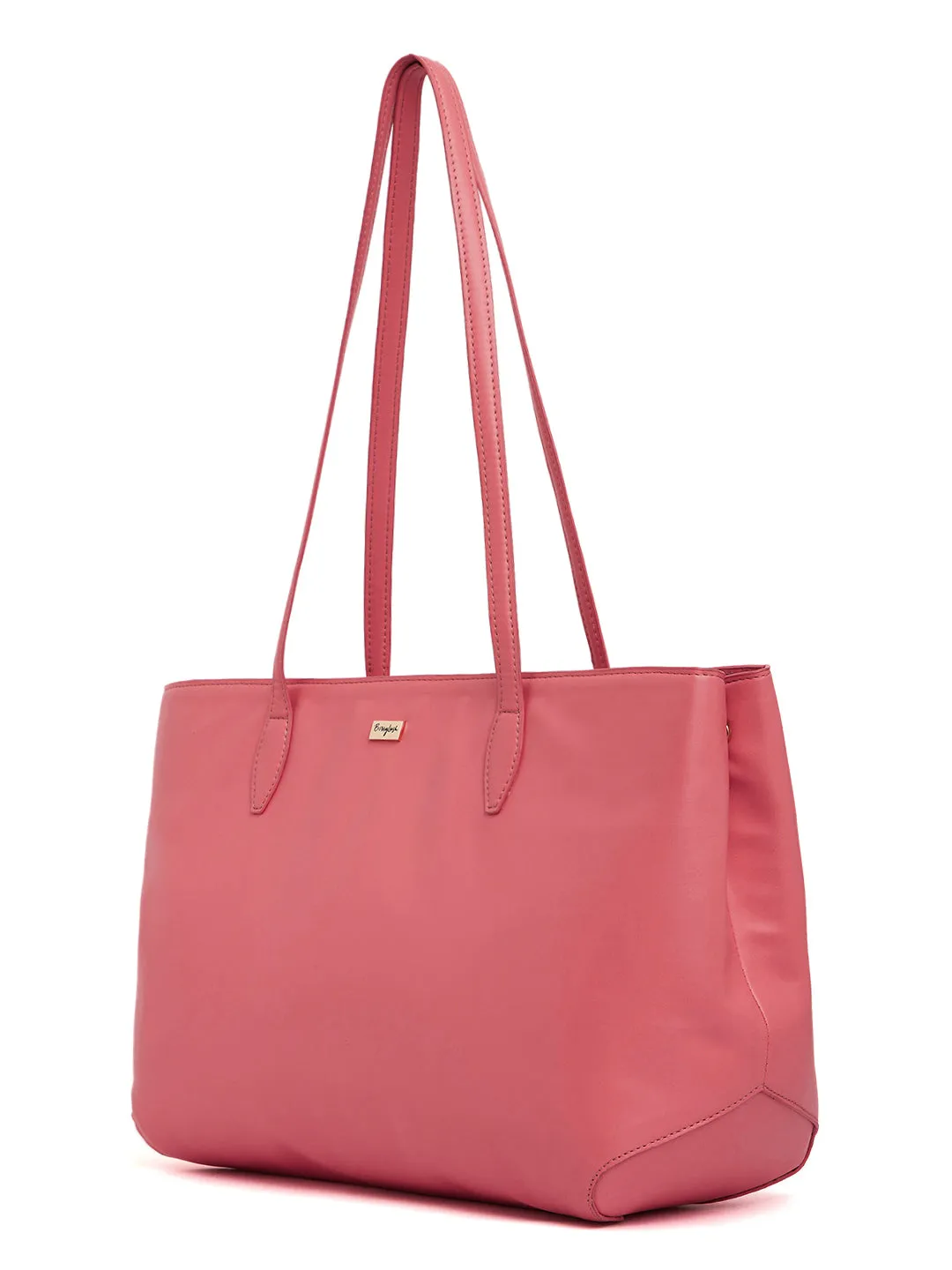 Berrylush Women Solid Peach PU Two-Handle Regular Tote Shoulder Bag