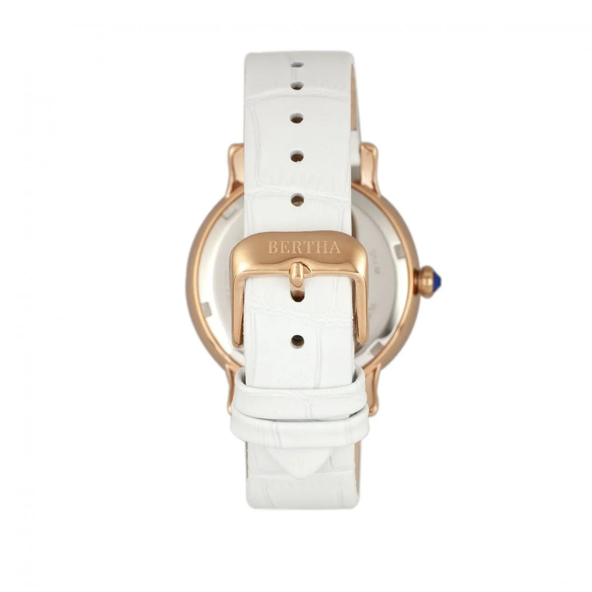 Bertha Courtney Opal Dial Leather-Band Watch