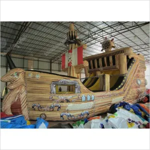 Big Dinosaur Inflatable Pirate Ship Bounce House Inflatable Slide Jumper Blow Up Slide