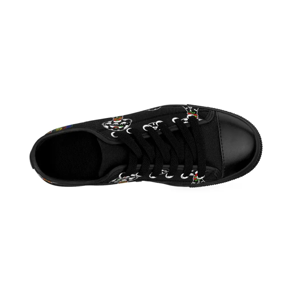 Black and White Skull Shroom Women's Sneakers