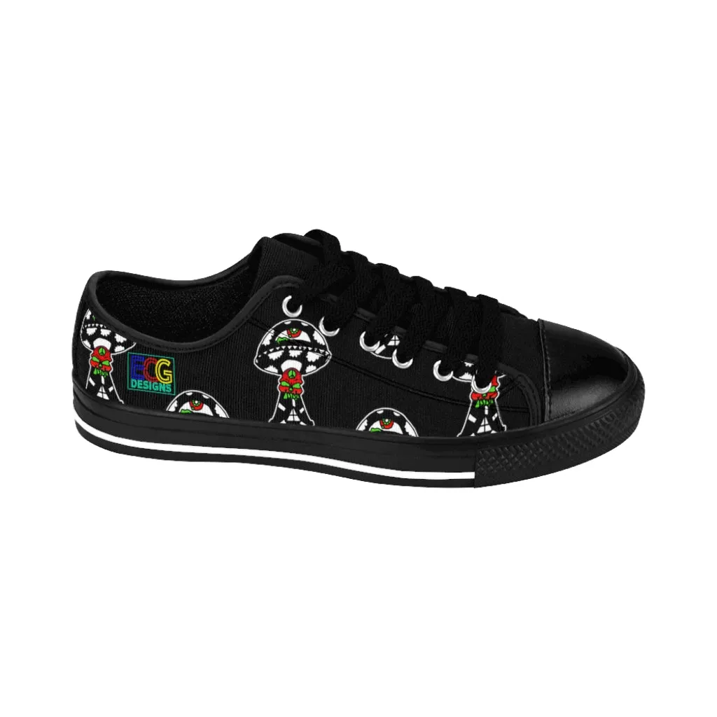 Black and White Skull Shroom Women's Sneakers