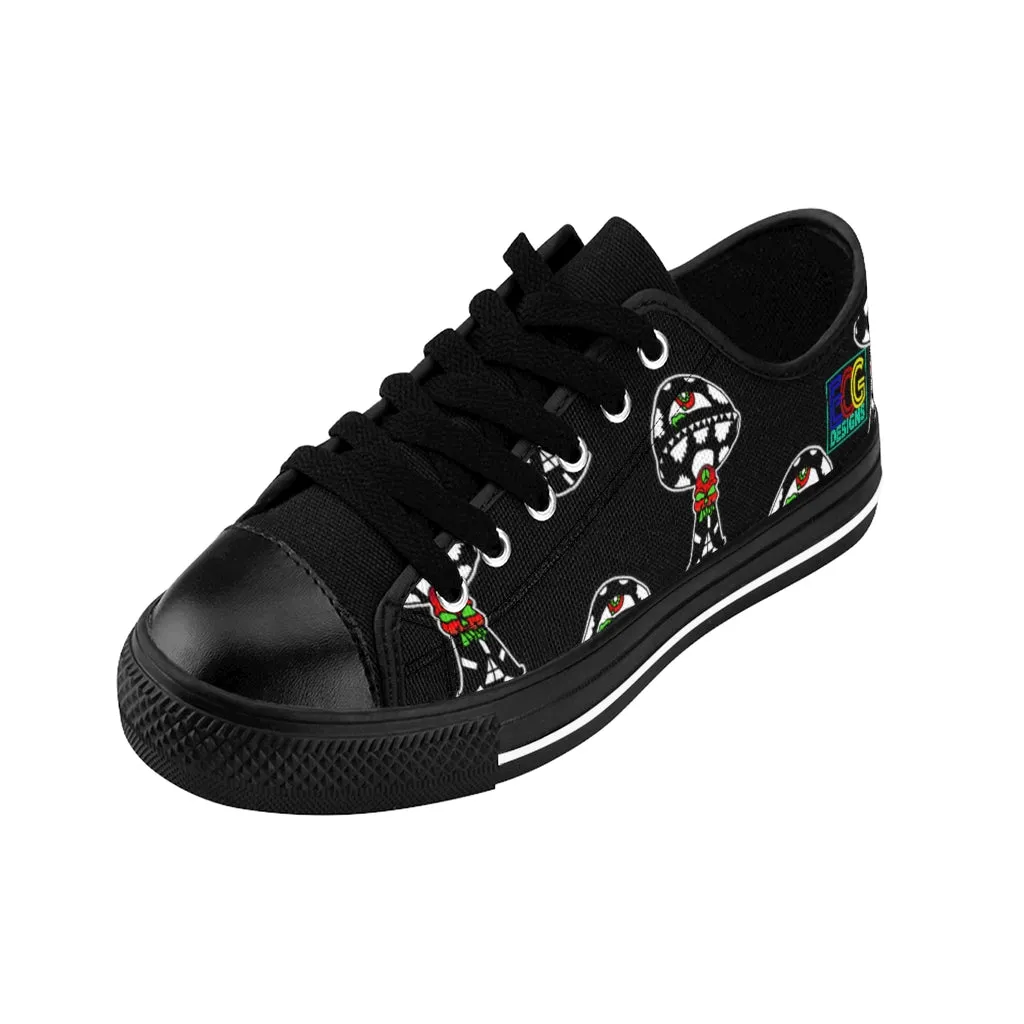 Black and White Skull Shroom Women's Sneakers