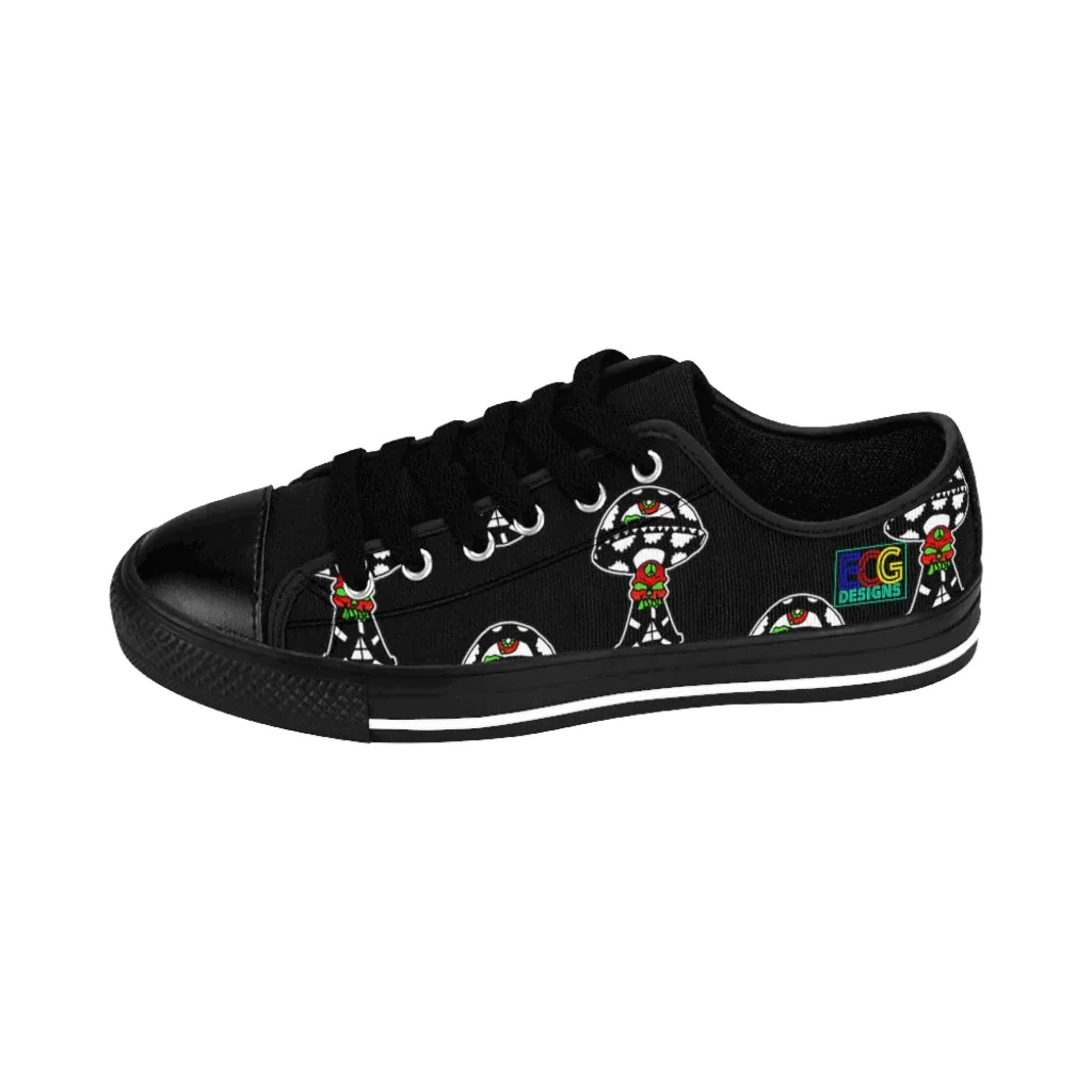 Black and White Skull Shroom Women's Sneakers