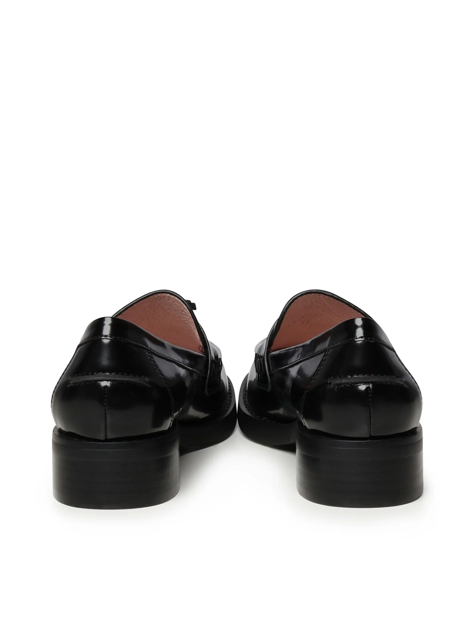 Black Leather Flat Moccasins with Tassel