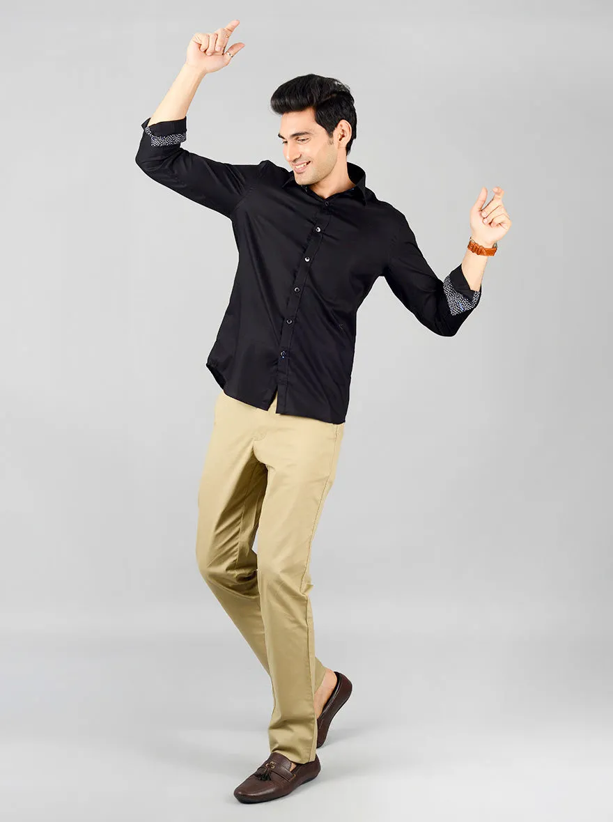 Black Solid Slim Fit Party Wear Shirt | JB Studio