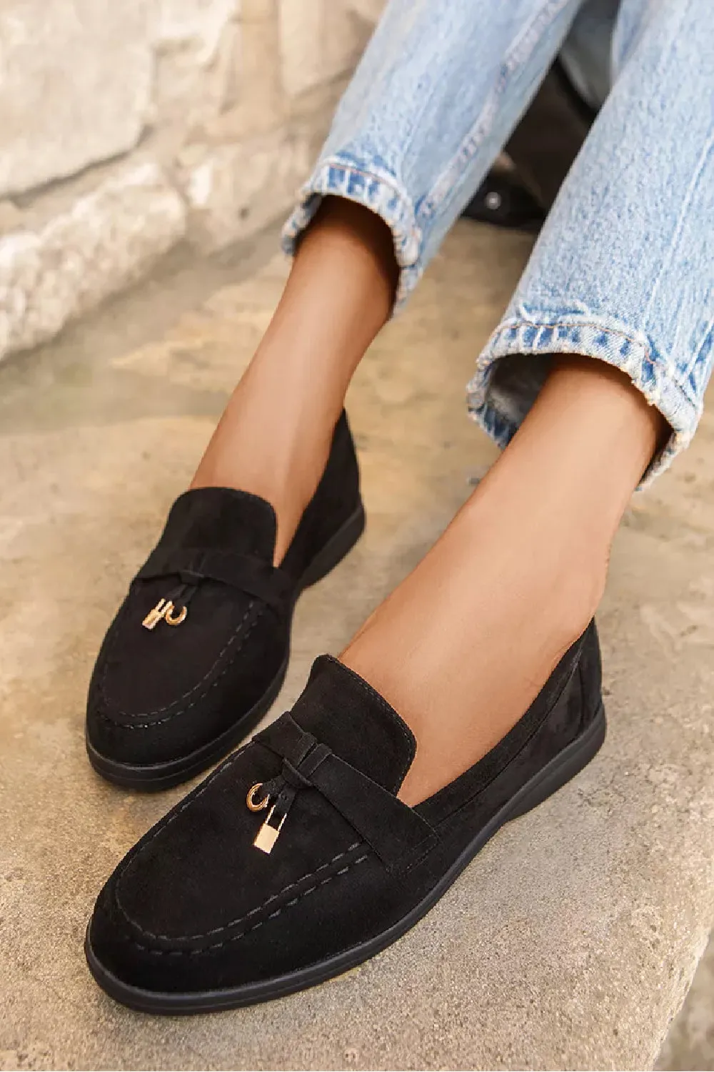 BLACK SUEDE SUMMER DESIGNER LOAFERS SHOES MOCCASINS