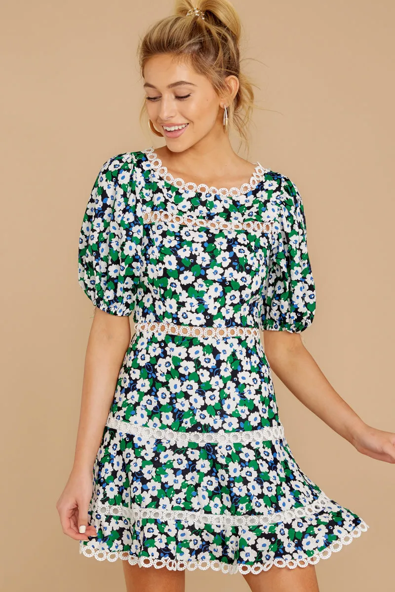 Bloom Again Green Floral Print Dress