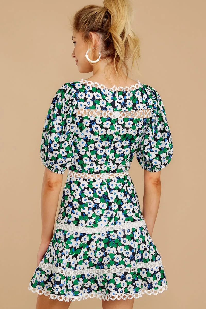 Bloom Again Green Floral Print Dress