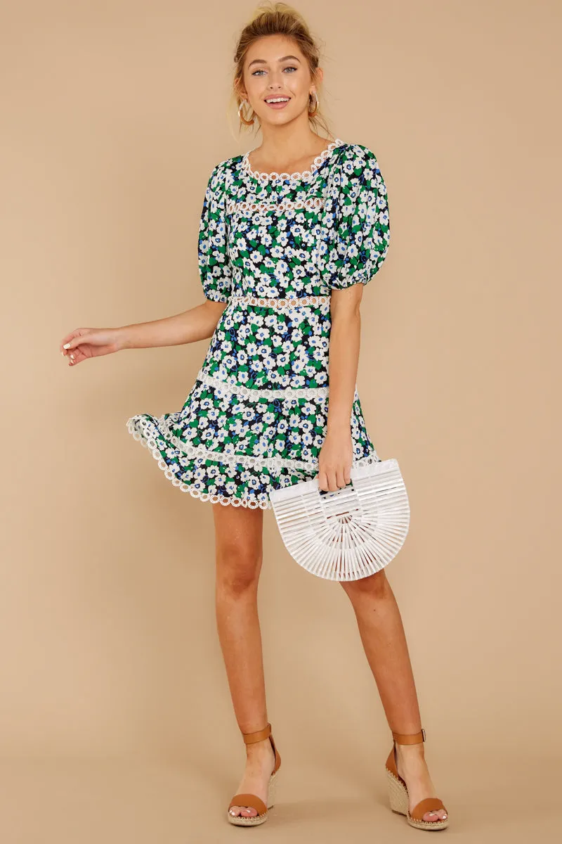 Bloom Again Green Floral Print Dress