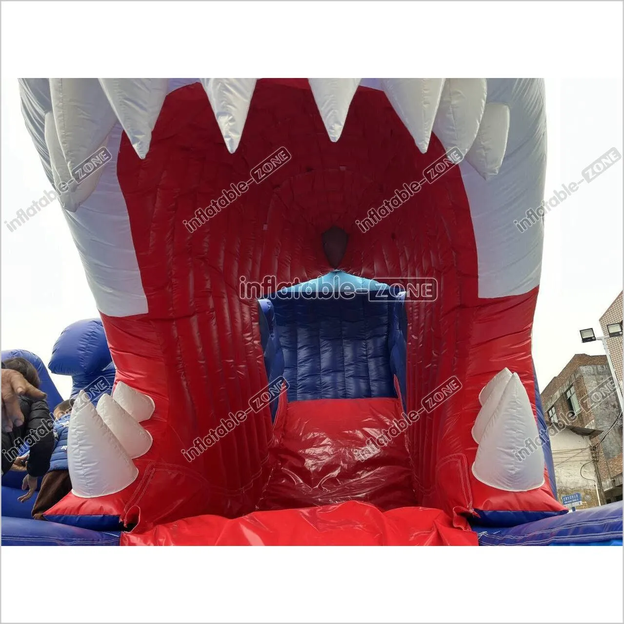 Blow Up Shark Water Slide Commercial Giant Inflatable Waterslide With Pool For Playground