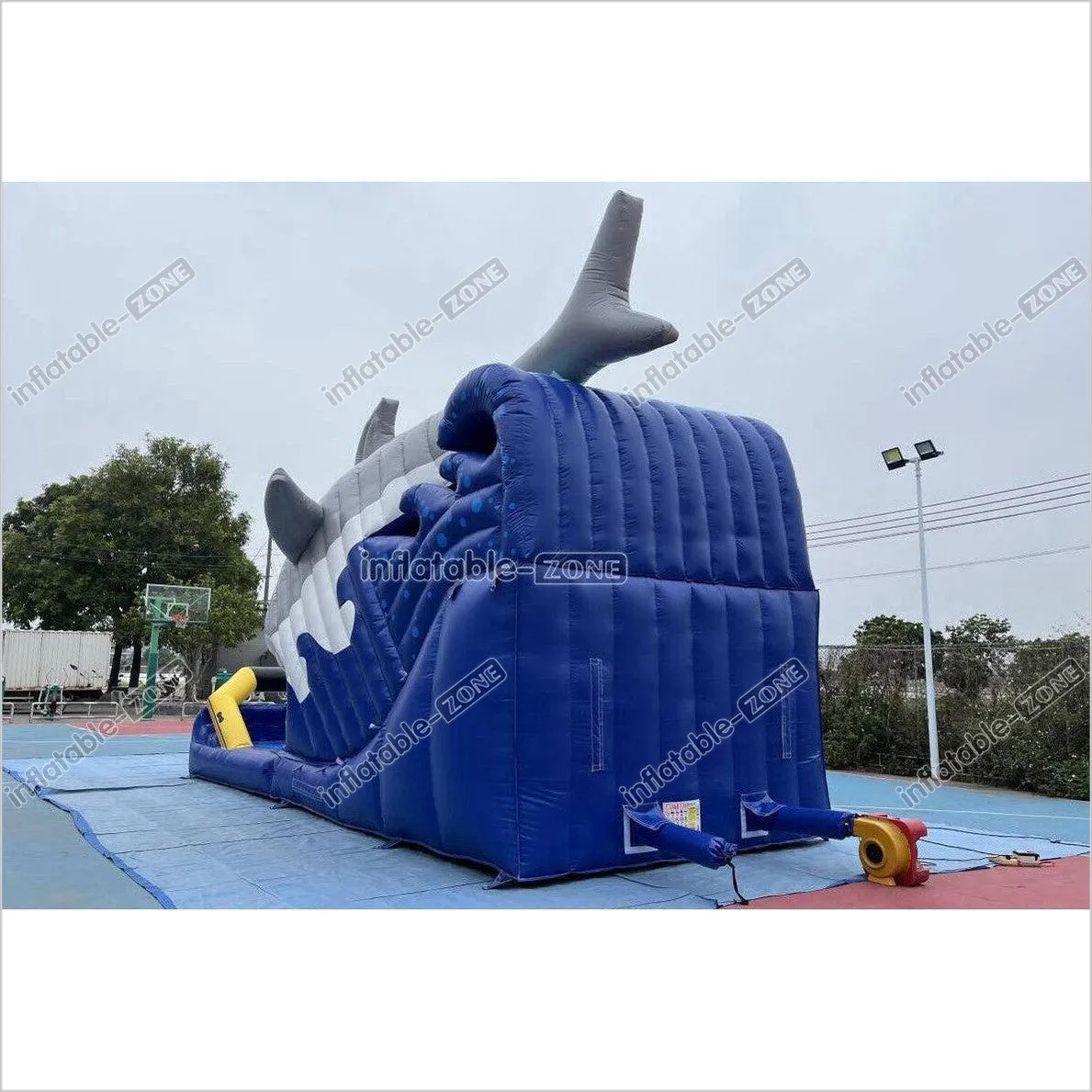 Blow Up Shark Water Slide Commercial Giant Inflatable Waterslide With Pool For Playground