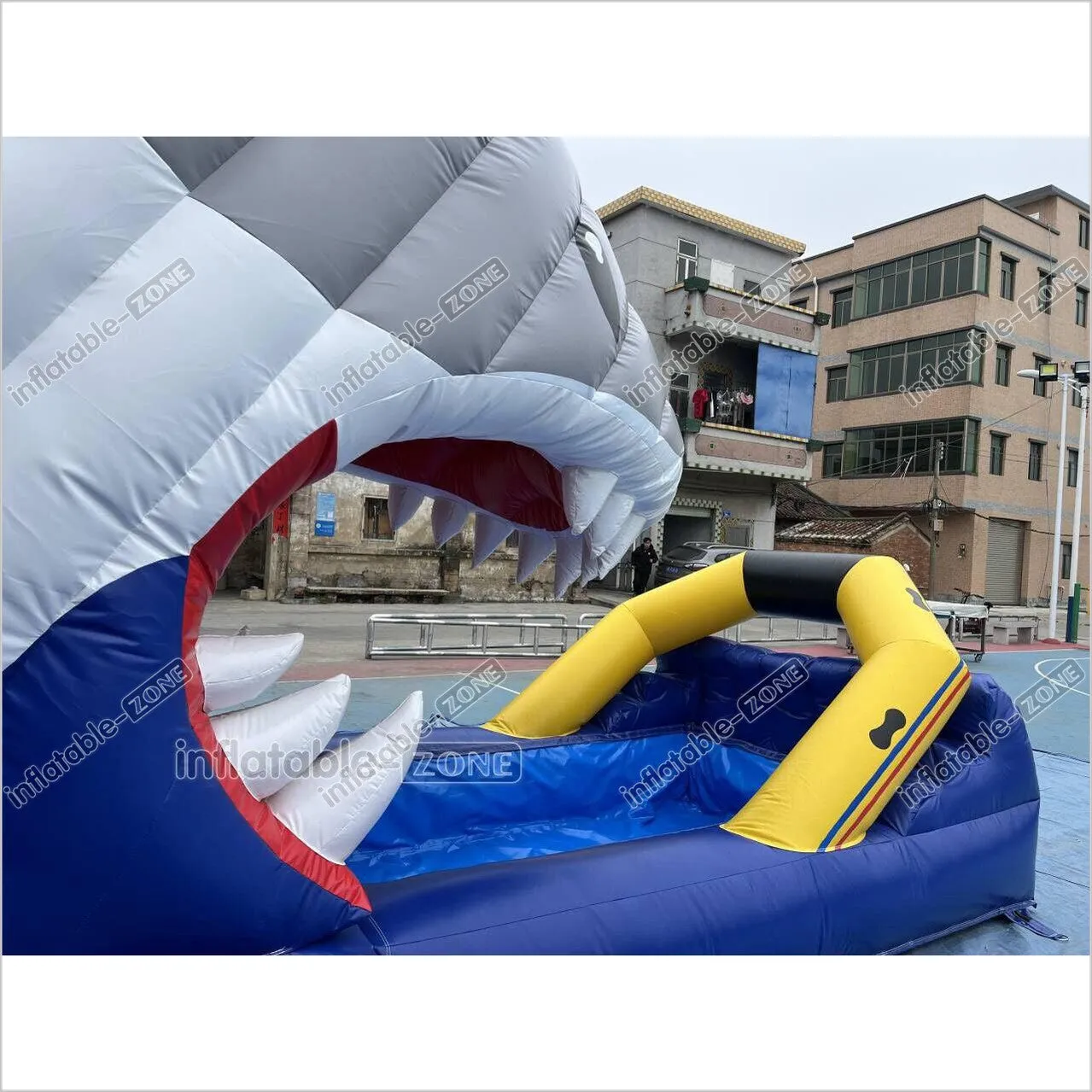 Blow Up Shark Water Slide Commercial Giant Inflatable Waterslide With Pool For Playground