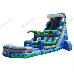 Blue Inflatable Swimming Pool With Slide , Kids Blow Up Water Slide Double Stitching