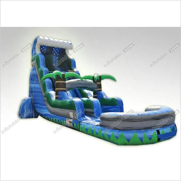 Blue Inflatable Swimming Pool With Slide , Kids Blow Up Water Slide Double Stitching